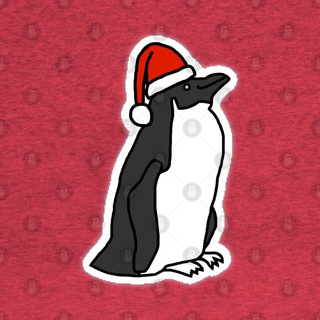 Christmas Penguin in a Santa Hat by ellenhenryart